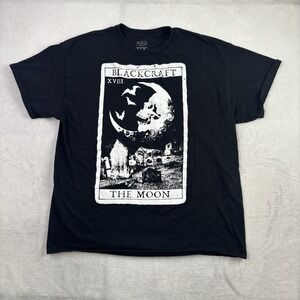 Black Craft The Moon Tarot Card Black Short Sleeve Graphic Shirt Men's XL Punk